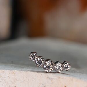 5 stone curved prong set CZ Titanium pressfit/ threadless end